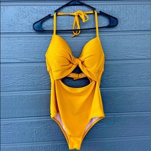 Yellow bathing suit, one piece